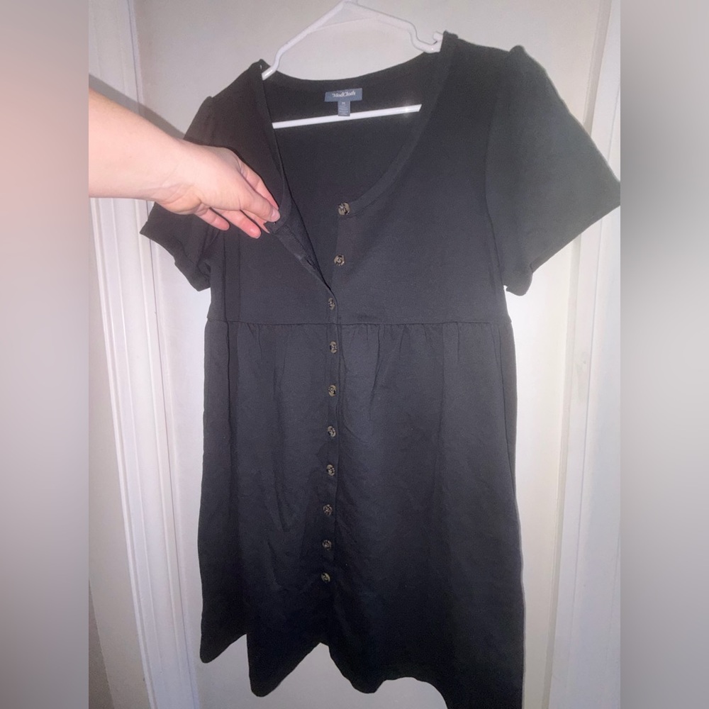ModCloth black mini dress size medium. Buttons all functional in the front